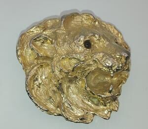 Vintage Mimi di N 1984 Lion Head Belt Buckle Signed Designer 3.5" x 3.5" Rare